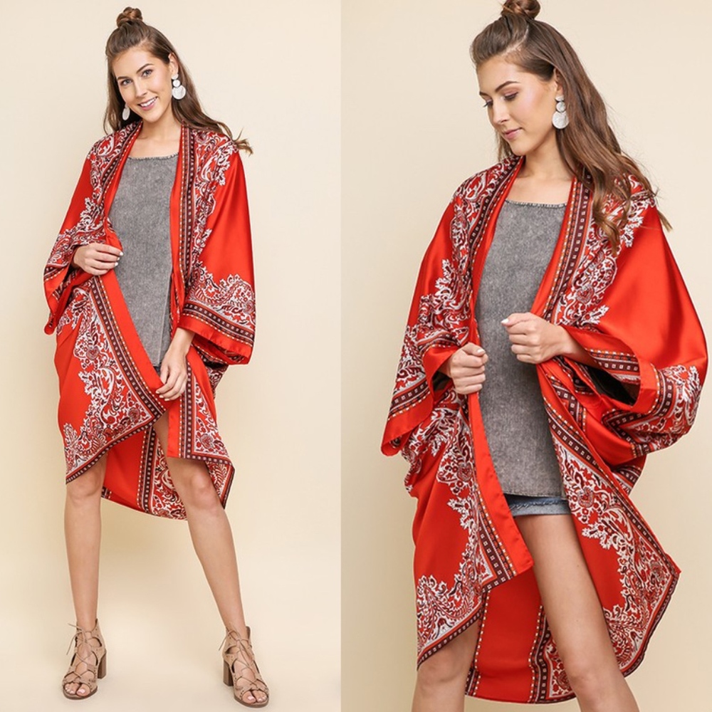 Scarf Print Kimono Cardigan